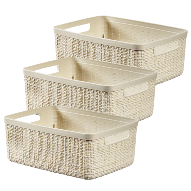 Curver Jute - Opbergbox - Creme - 5L - 26,5x20xh10,5cm - (set van 3)