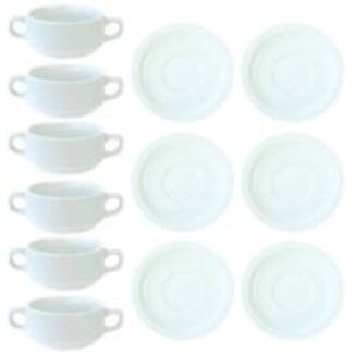 C&T Everyday White 6 Soup Bags + 6 Underplates