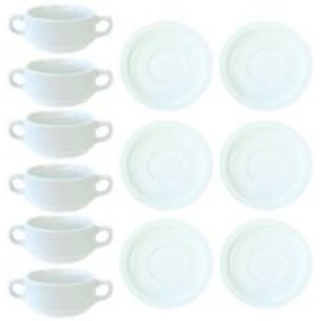 C&T Everyday White 6 Soup Bags + 6 Underplates