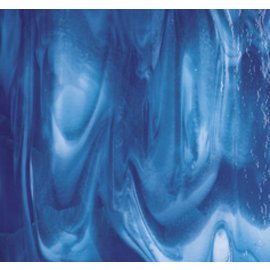 Bullseye glass 2164-030 caribbean blue, white 3 mm