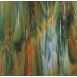 Bullseye glass 3123-000 white, orange opal, deep forest green 3 mm