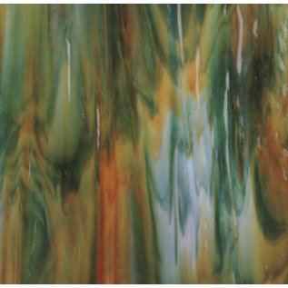 Bullseye glass 3123-000 white, orange opal, deep forest green 3 mm