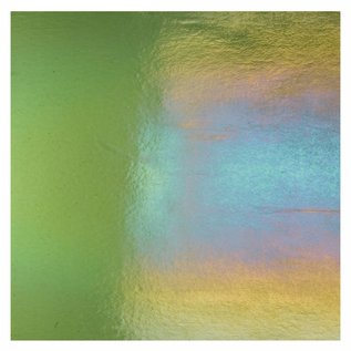 Bullseye glass 1141-051 olive green, thin, irid, rbow 2 mm