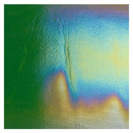 1412-051 light aventurine green, thin, irid, rbow 2 mm