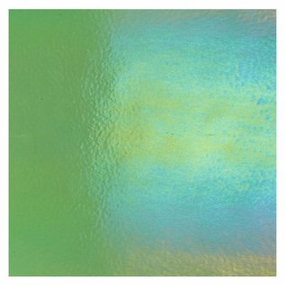 Bullseye glass 1107-031 light green, dbl-rol, irid, rbow 3 mm