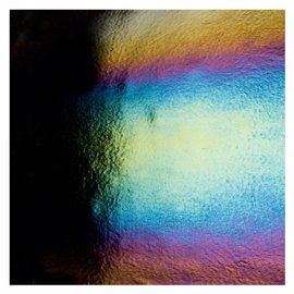 Bullseye glass 0100-051 black, thin, irid, rbow 2 mm