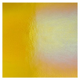 Bullseye glass 1137-031 medium amber, dbl-rol, irid, rbow 3 mm