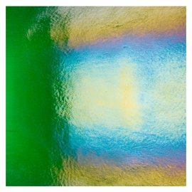 Bullseye glass 1145-031 kelly green, dbl-rol, irid, rbow 3 mm