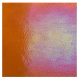 Bullseye glass 1305-031 sunset coral, dbl-rol, irid, rbow 3 mm