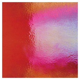 Bullseye glass 1322-031 garnet red, dbl-rol, irid, rbow 3 mm