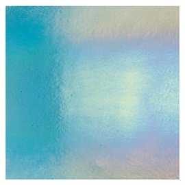Bullseye glass 1416-031 light turquoise blue, dbl-rol, irid, rbow 3 mm