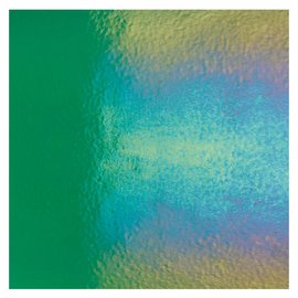 Bullseye glass 1417-031 emerald green, dbl-rol, irid, rbow 3 mm