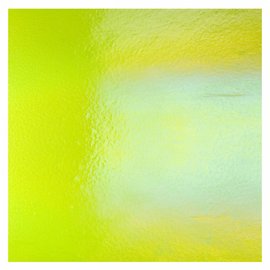Bullseye glass 1426-031 spring green, dbl-rol, irid, rbow 3 mm