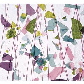 Bullseye glass 4128-000 pink, purple, green, blue with pink streamers 3 mm