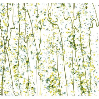 Bullseye glass 4212-000 aventurine green, lime green & yellow frit with lime streamers 3 mm