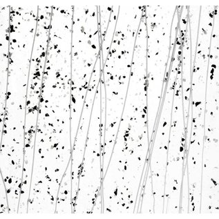 Bullseye glass 4218-000 gray & black frit whit white streamers on clear 3 mm