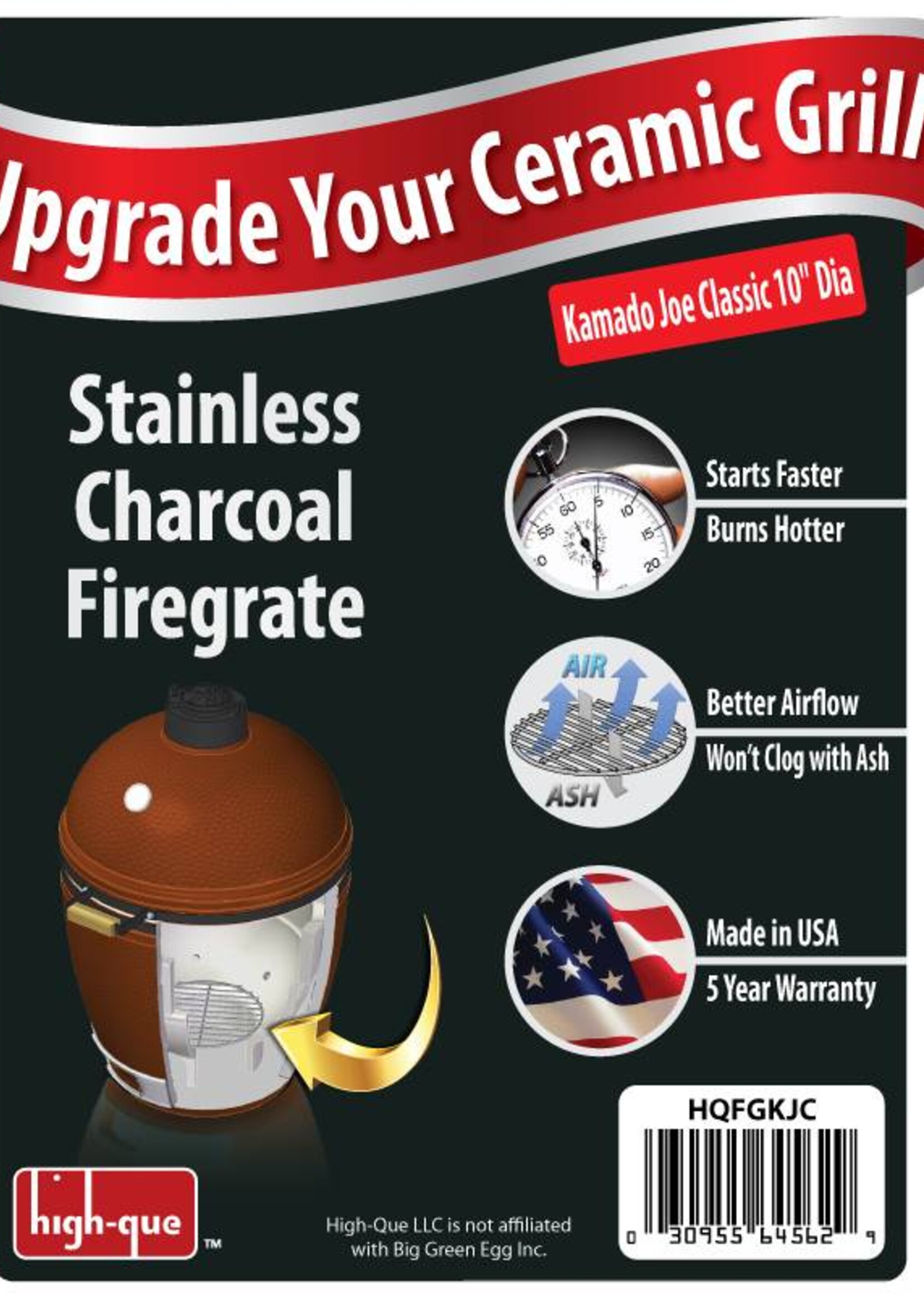 High-Que Kolen rooster voor de Kamado Joe Classic gemaakt van RVS.