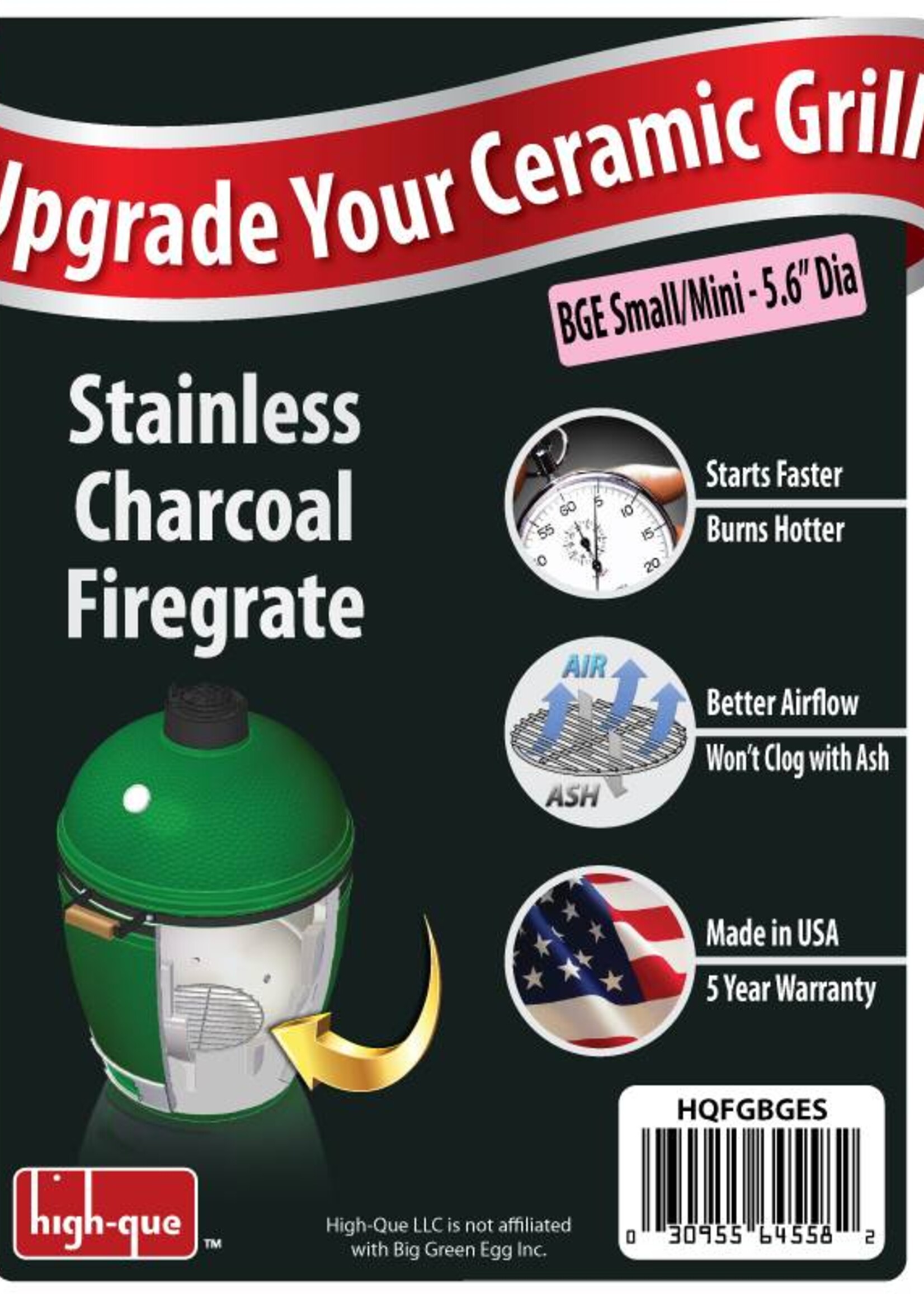 High-Que Kolen rooster voor de Big Green Egg Small en Mini gemaakt van RVS.