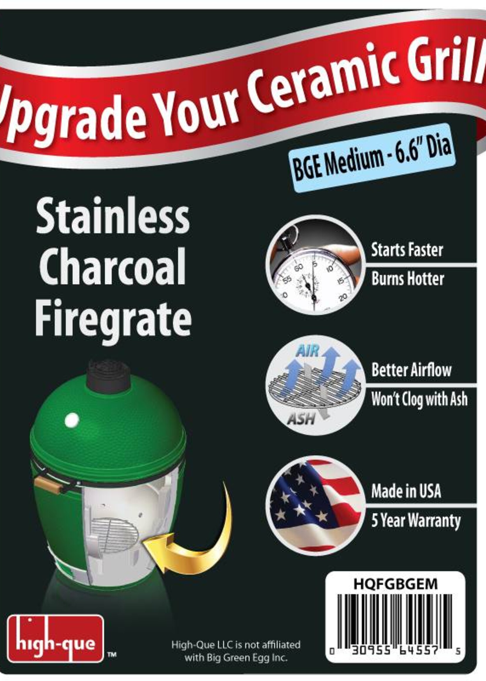 High-Que Kolen rooster voor de Big Green Egg Medium gemaakt van RVS..