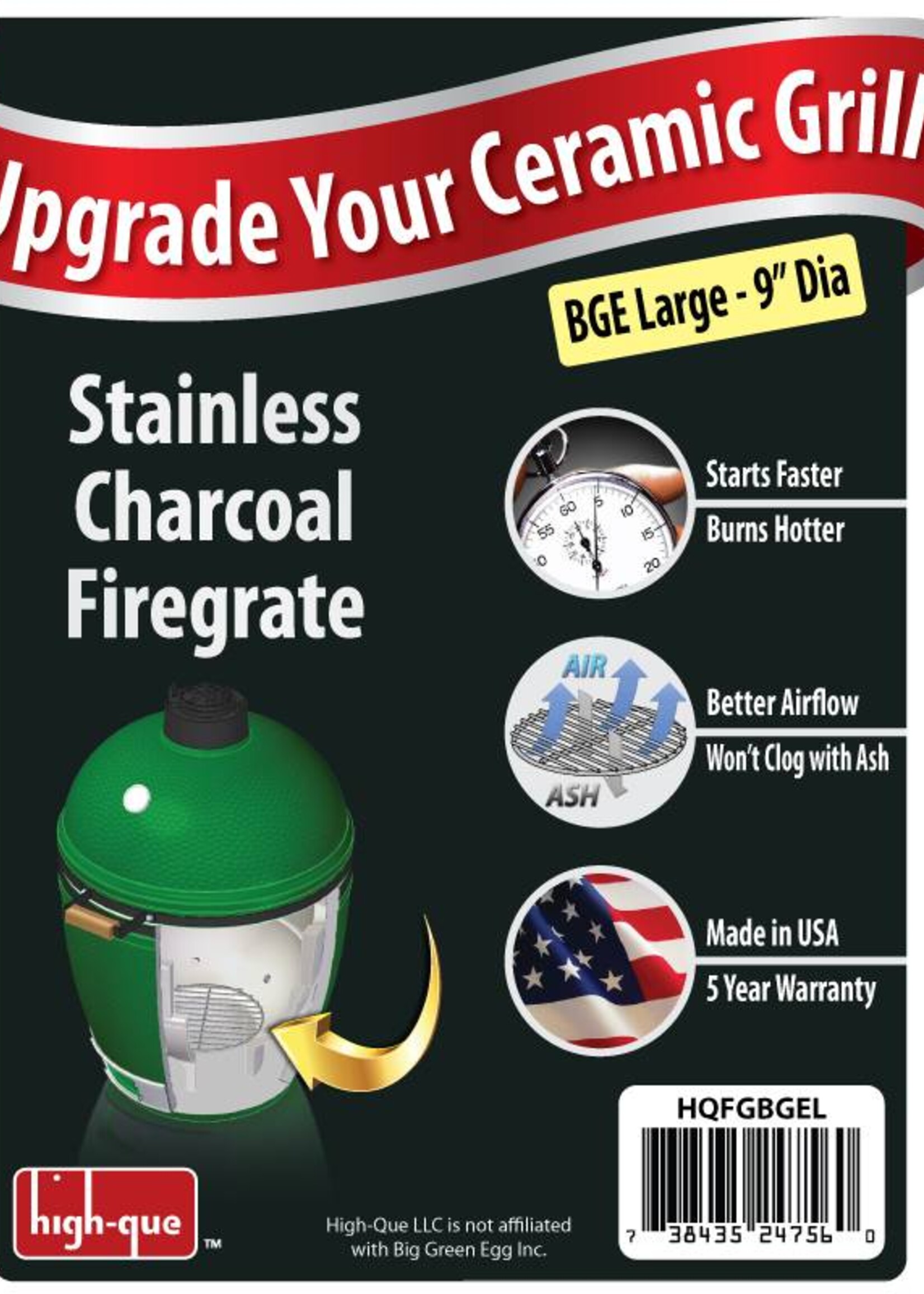 High-Que Kolen rooster voor de Big Green Egg Large gemaakt van RVS.