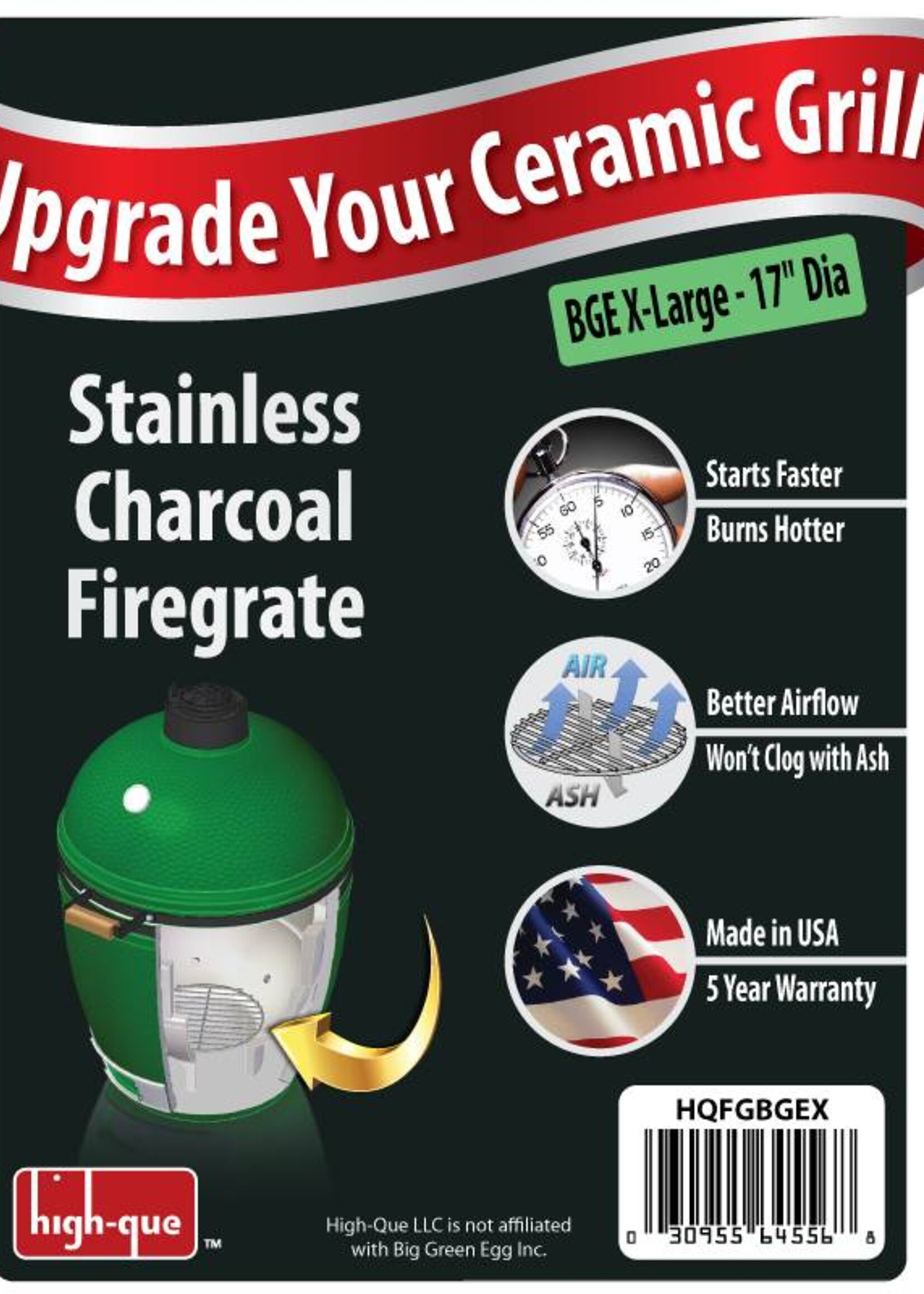 High-Que Kolen rooster voor de Big Green Egg Extra Large (XL) gemaakt van RVS.