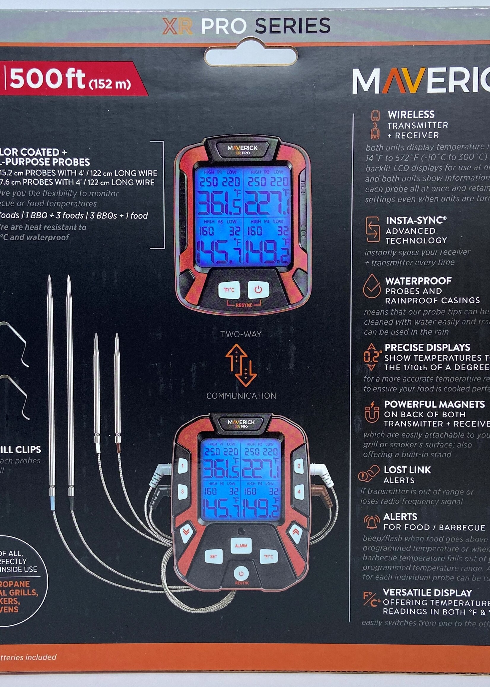 Maverick Thermometers XR-50 Professional serie Remote BBQ & Smoker Thermometer met 4 hybride probes