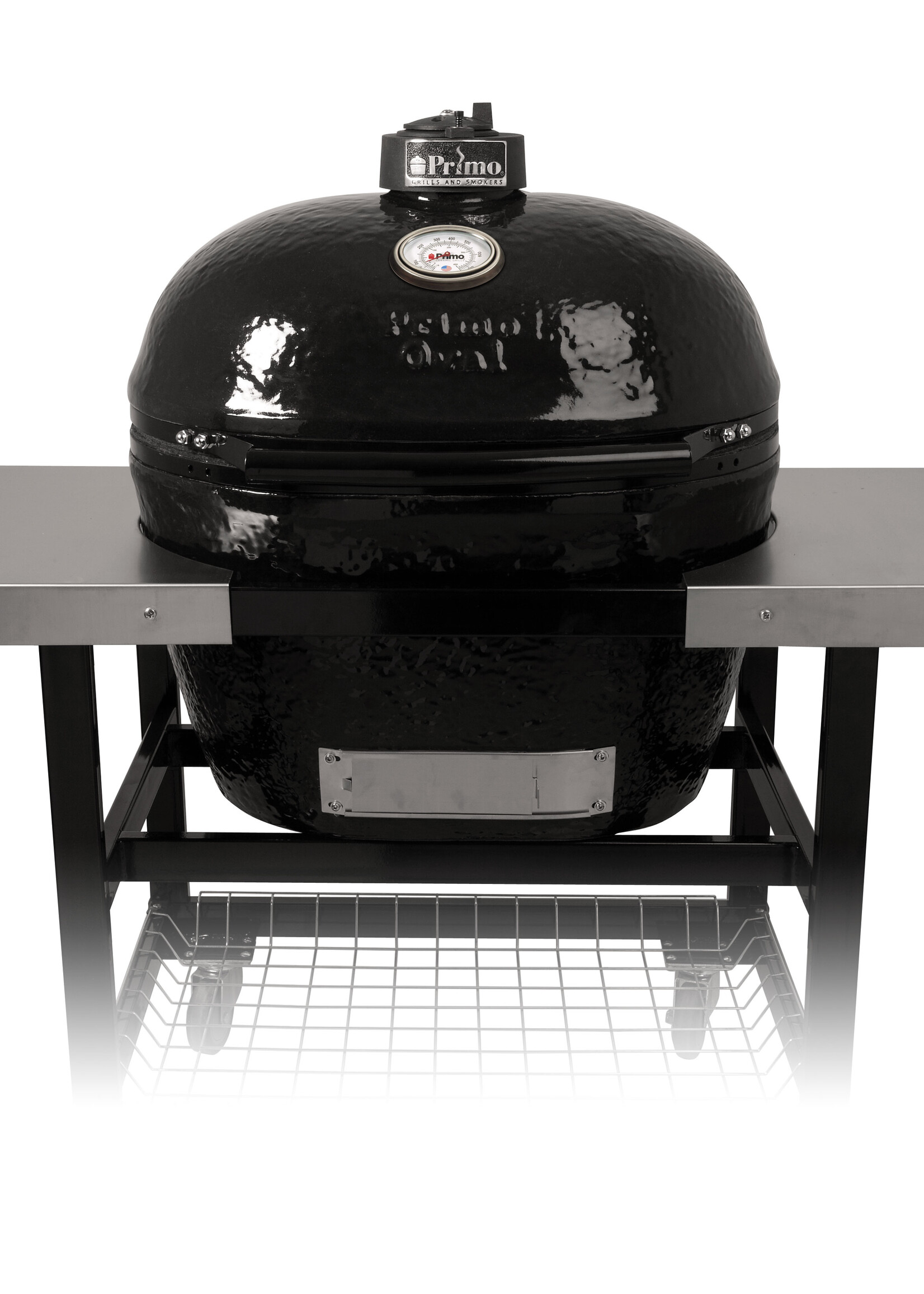 PrimoGrill Ovaal 400  XL of  Large 300 in  Primo cart met zijtafels  beschermhoes