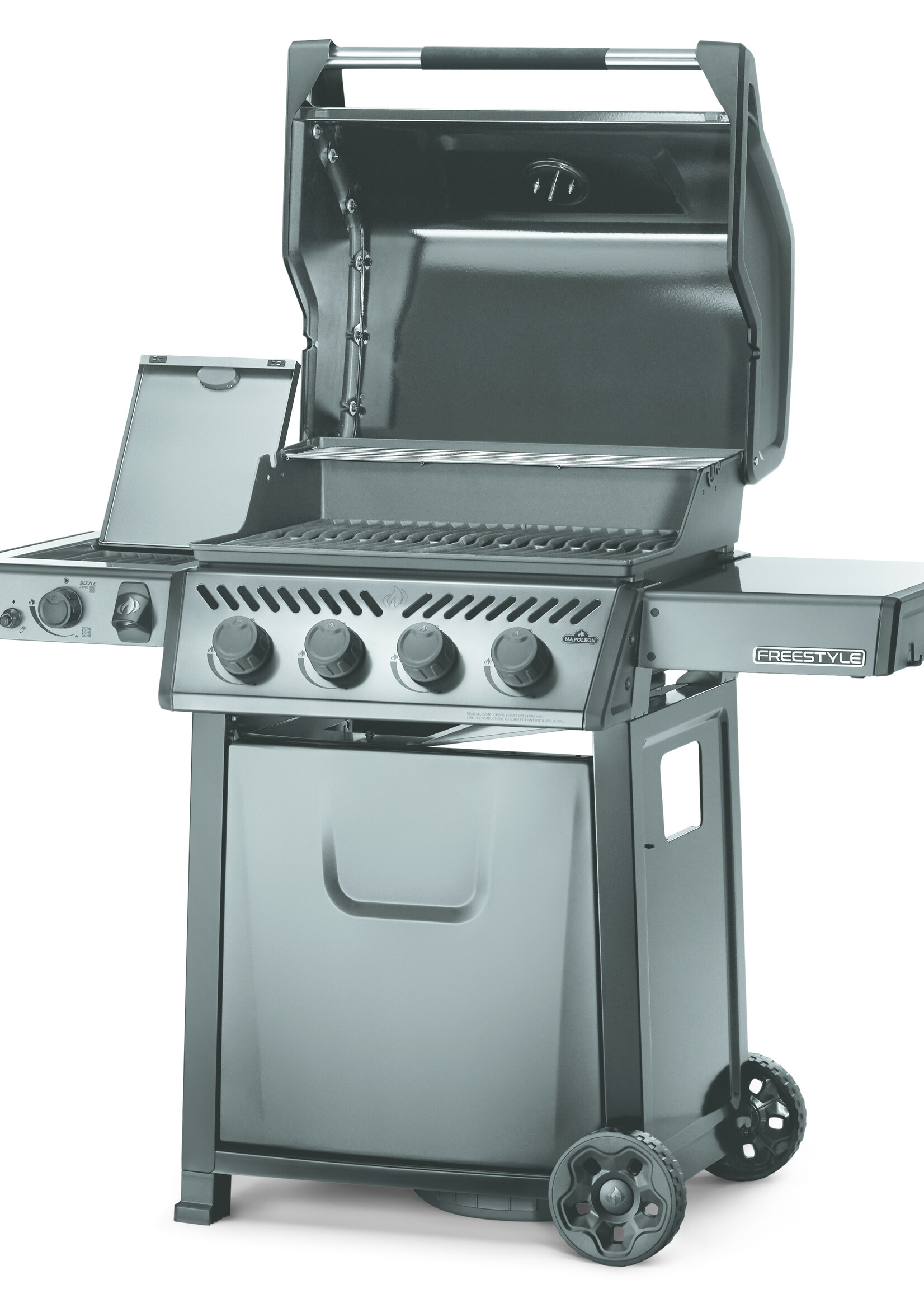 Napoleon Freestyle 425, 4 hoofdbranders, met SIZZLE ZONE zijbrander, graphite