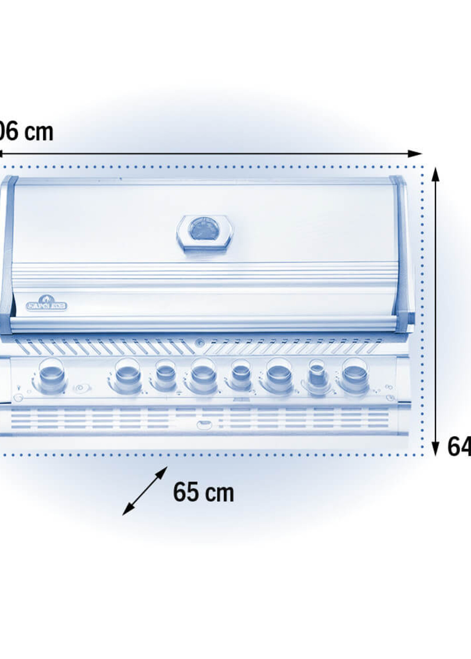Napoleon Inbouw PRO 665 Propaan Gas Barbecue met infrarode achterbrander en incl. Draaispit, RVS