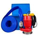 Dompelpomp AS-400 in handige transport / opberg box en 20mtr slang inclusief Camlock snelkoppeling.