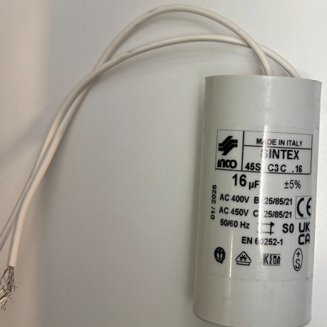 Condensator 16uF draad aansluiting