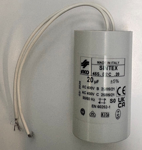 Condensator 20uF draad aansluiting