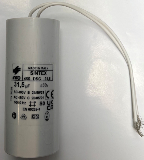 Condensator 31,5uF draad aansluiting