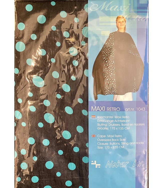 Nebur Kapmantel Maxi Retro Zwart-Blauw