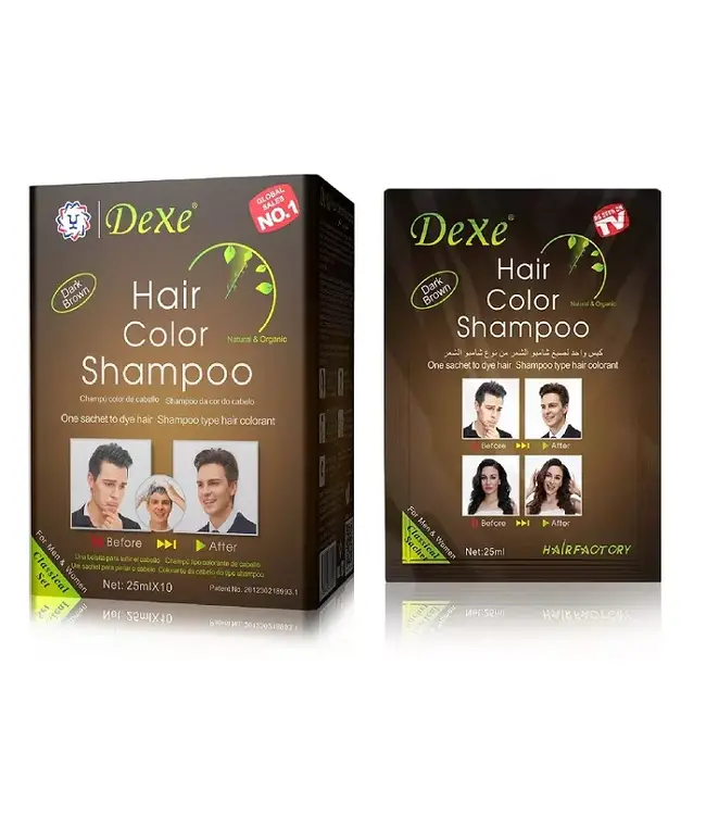 Dexe Hair Color Shampoo Dark Bruin 10x25ml