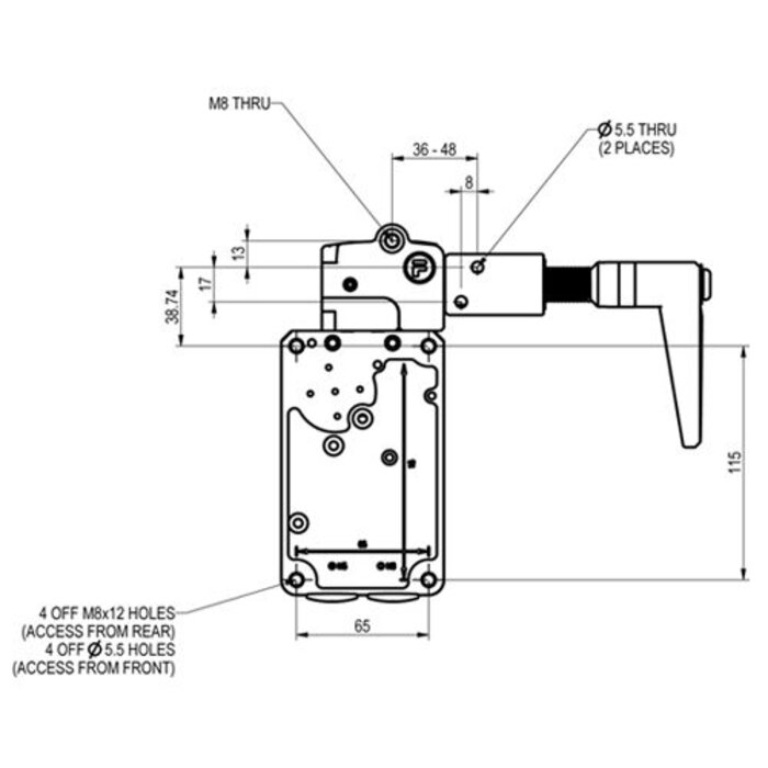 Fortress Interlocks Sehr robuster Sicherheitsschalter mit Zuhatlung aus Metall mit Griffbetätiger PLe