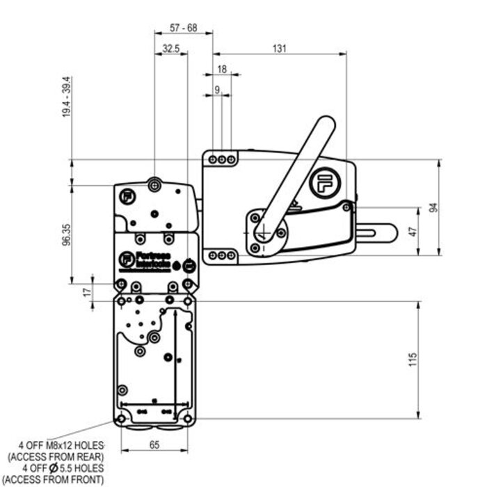 Fortress Interlocks Sehr robuster Sicherheitsschalter mit Zuhatlung aus Metall mit Türgriff und Notentriegelung PLe