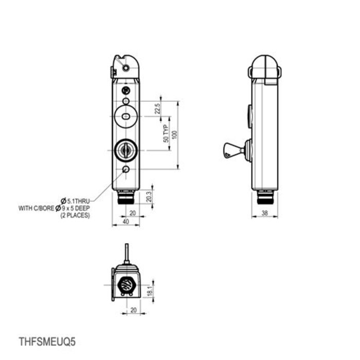 Fortress Interlocks Deurklinkgbediende aluminium veiligheidsschakelaar met vergrendeling PLd