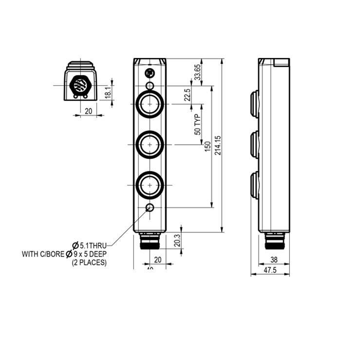 Fortress Interlocks Aluminium behuizing met 3 machinefuncties