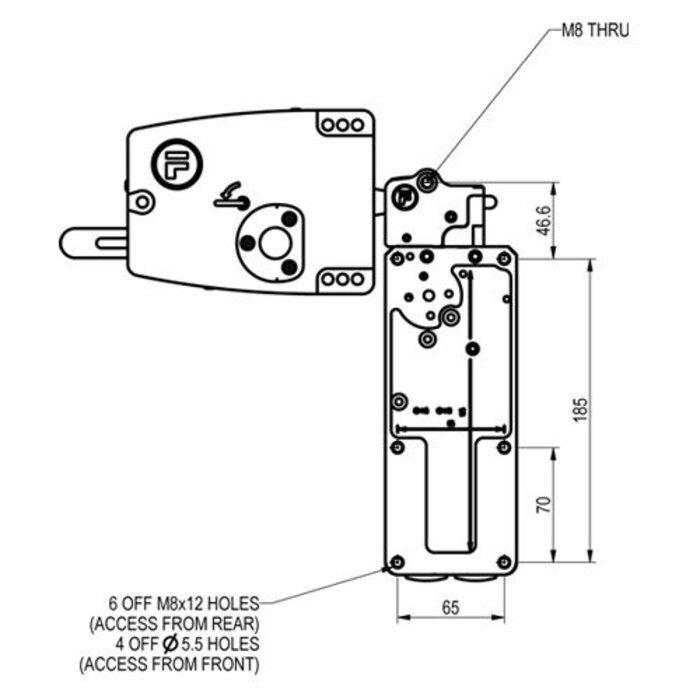 Fortress Interlocks Sehr robuster Sicherheitsschalter mit Zuhatlung aus Metall mit Türgriff und Drucktasten PLe.