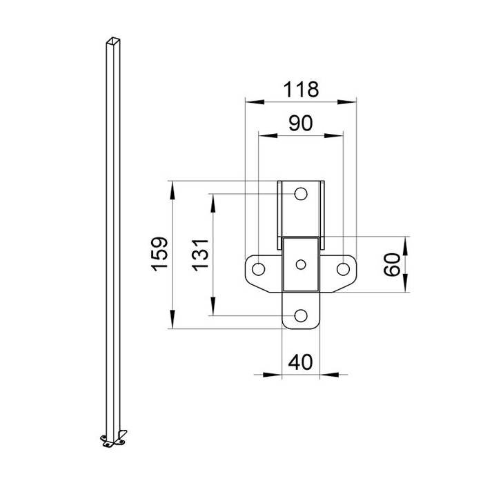 Troax Coated post 60 x 40 x 2200mm in grey (RAL 7037)