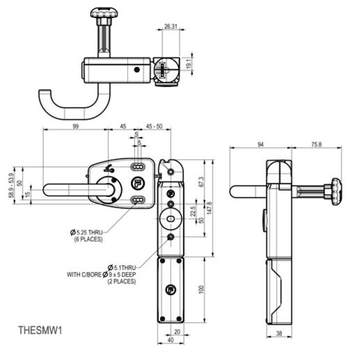 Fortress Interlocks Deurklinkbediende aluminium veiligheidsschakelaar met noodontgrendeling PLd