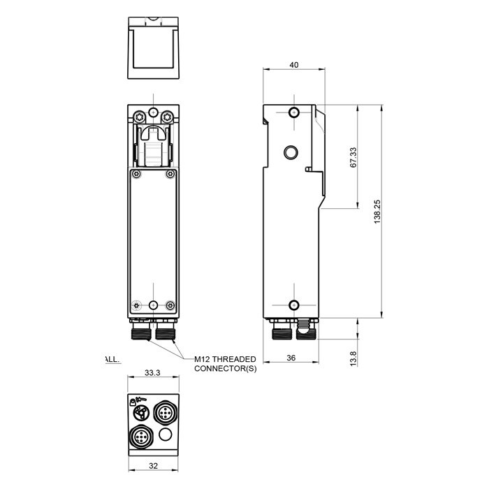 Fortress Interlocks Robust RIFD steel safety interlocks switch with angled ball actuator  PLe