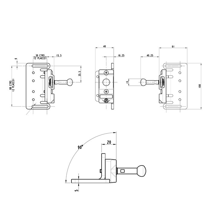 Fortress Interlocks Robuuste RFID stalen veiligheidsschakelaar met haakse bal actuator en vergrendeling  PLe