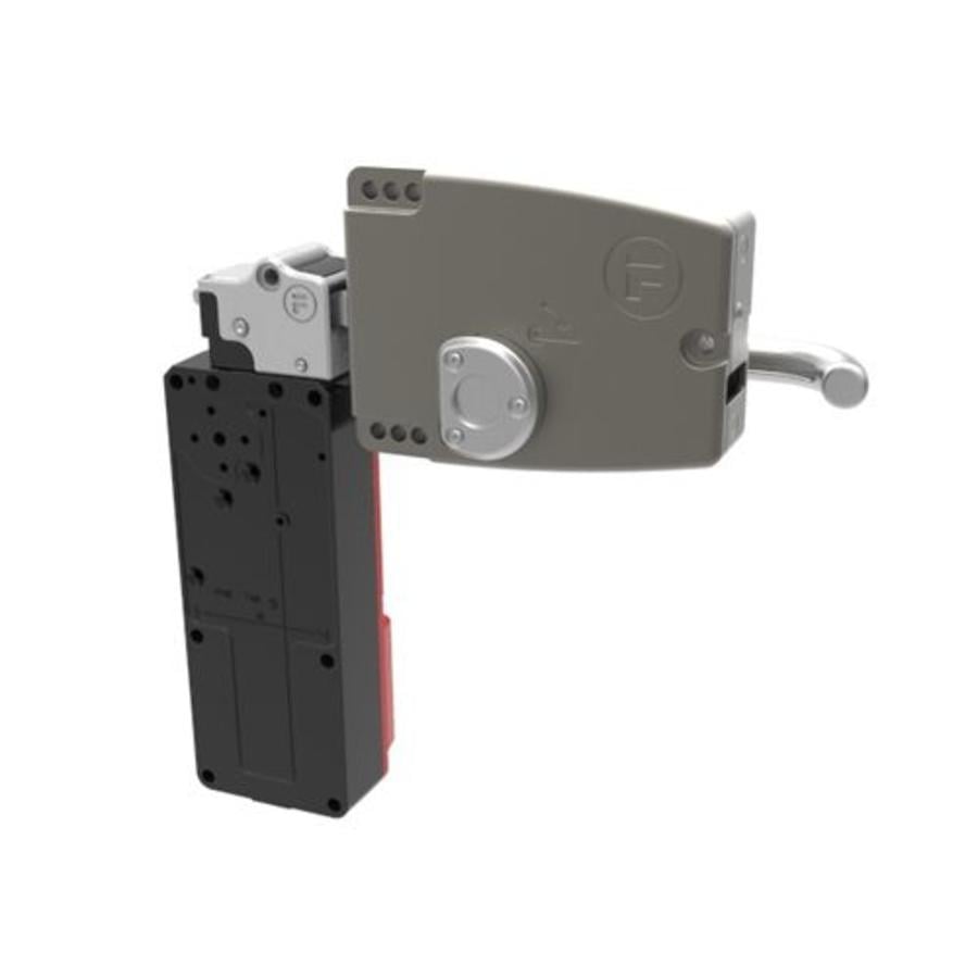 Extreme robust door handle operated steel safety interlock switch with push button PLe.