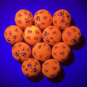 Blacklight Golfballs with Butterfly Print. 12 in a bag.