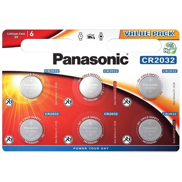 CR2032 batterij Panasonic 6 stuks