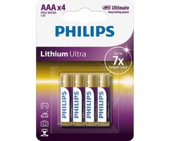 Philips ultra lithium AAA batterijen (4 stuks)