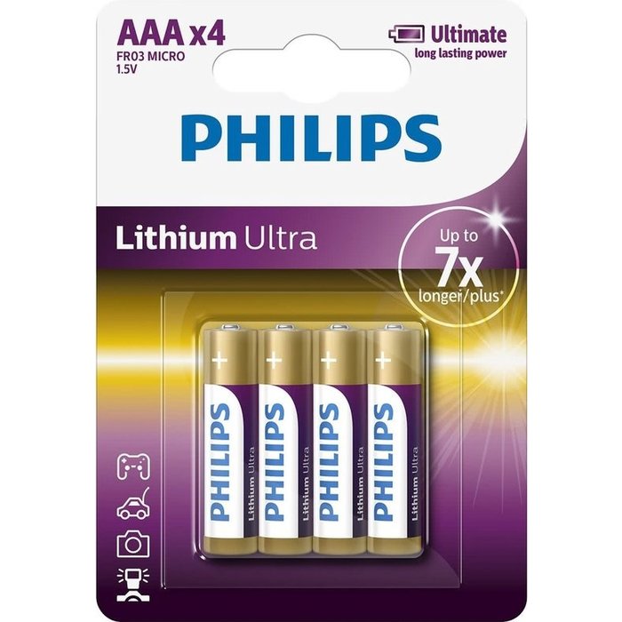 Philips ultra lithium AAA batterijen (4 stuks)