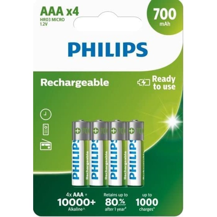 kompas Madeliefje hoofdstad AAA batterijen oplaadbaar 700mAh Philips DECT telefoon (4 stuks) -  Boorkopen.nl